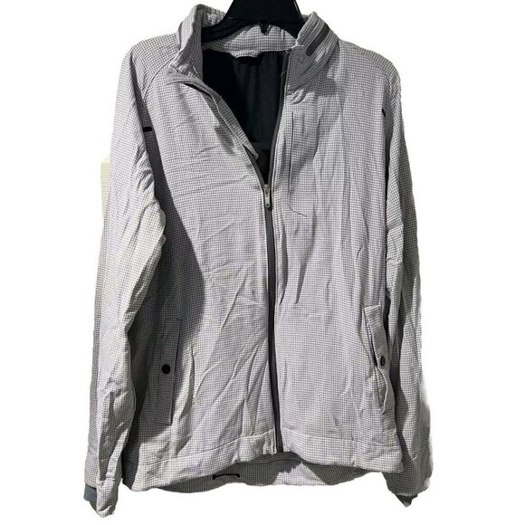 Lululemon Men Sprint Jacket II Long Sleeve Houndstooth White Gray Size M - Picture 4 of 12